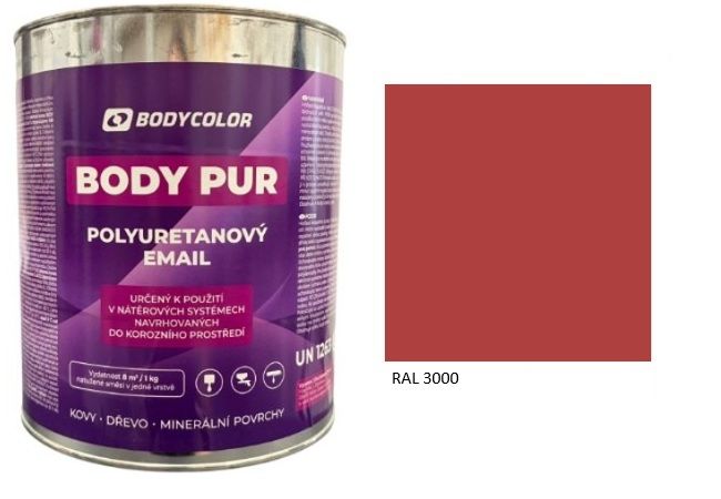 Polyuretánová farba 4:1 matná RAL 3000 – ohnivá červená 0,75L / 0,99KG