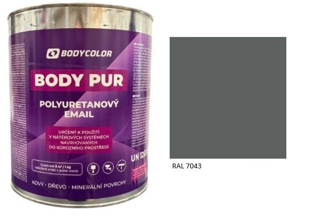 Polyuretánová farba 4:1 matná RAL 7043 – dopravná sivá B 4,5L / 6,21KG