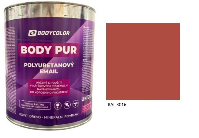 Polyuretánová farba 4:1 matná RAL 3016 – koralová červená 0,75L / 0,99KG
