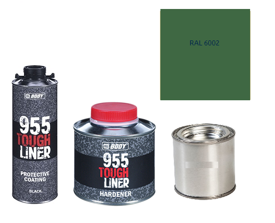 HB BODY 955 RAPTOR tough liner - 2k polyuretán textúra set / báza + tužidlo + farba /RAL 6002 900ml