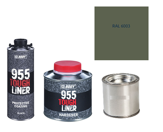 HB BODY 955 RAPTOR tough liner - 2k polyuretán textúra set / báza + tužidlo + farba /RAL 6003 900ml