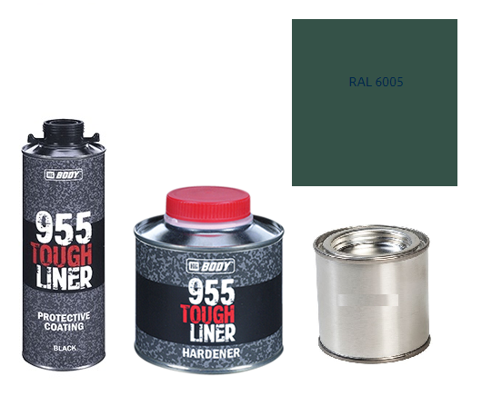HB BODY 955 RAPTOR tough liner - 2k polyuretán textúra set / báza + tužidlo + farba /RAL 6005 900ml