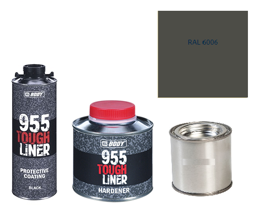 HB BODY 955 RAPTOR tough liner - 2k polyuretán textúra set / báza + tužidlo + farba /RAL 6006 900ml