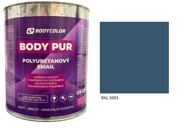 Polyuretánová farba 4:1 polomatná RAL 5001 – zelenomodrá 0,75L / 0,99KG
