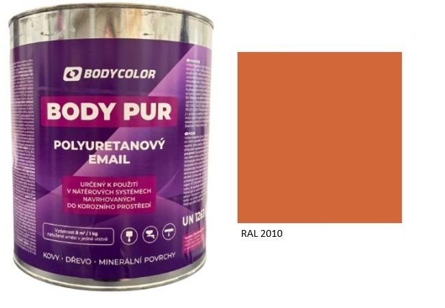 Polyuretánová farba 4:1 polomatná RAL 2010 – signálna oranžová 0,75L / 0,99KG