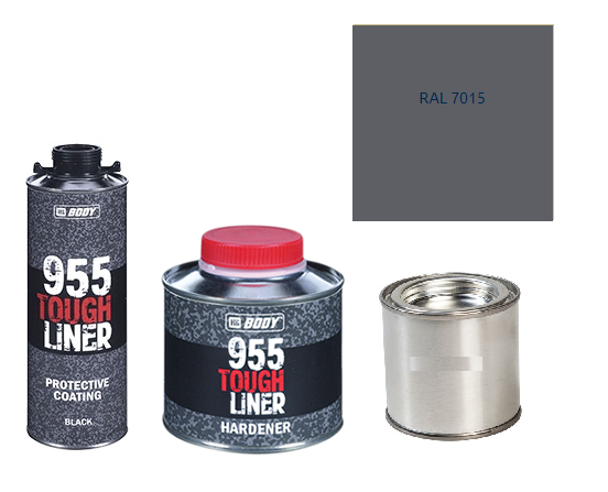 HB BODY 955 RAPTOR tough liner - 2k polyuretán textúra set / báza + tužidlo + farba /RAL 7015 900ml