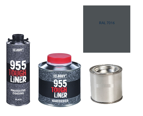 HB BODY 955 RAPTOR tough liner - 2k polyuretán textúra set / báza + tužidlo + farba /RAL 7016 900ml