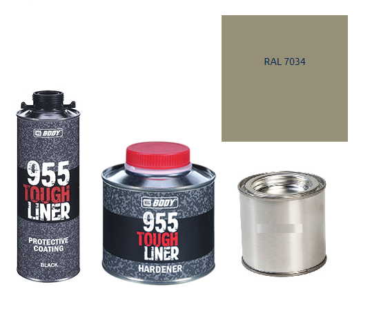 HB BODY 955 RAPTOR tough liner - 2k polyuretán textúra set / báza + tužidlo + farba /RAL 7034 900ml