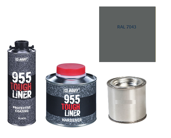 HB BODY 955 RAPTOR tough liner - 2k polyuretán textúra set / báza + tužidlo + farba /RAL 7043 900ml