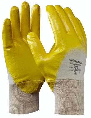 Gebol Pracovné rukavice pre montážne práce YELLOW NITRIL č.9, s nitrilovou ochrannou vrstvou