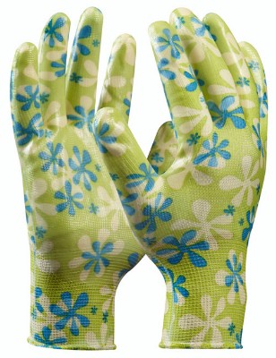 Gebol Pracovné rukavice záhradné YOUNG STYLE č.8, zlte, s nitrilovou ochrannou vrstvou