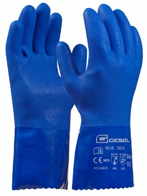 Gebol Pracovné rukavice BLUE TECH č.9, na chemikálie, s PVC ochrannou vrstvou