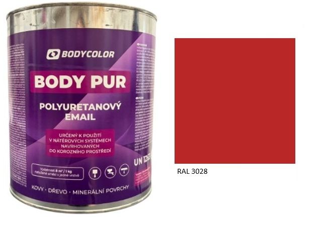 Polyuretánová farba 4:1 polomatná RAL 3028 – čistá červená 0,75L / 0,99KG