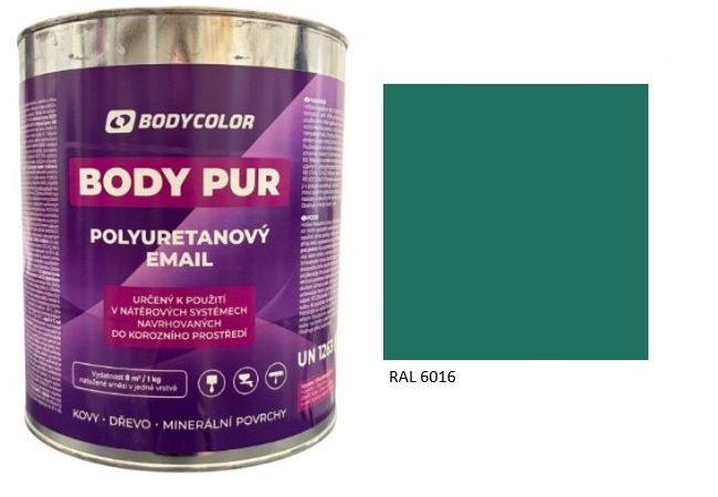 Polyuretánová farba 4:1 polomatná RAL 6016 – tyrkysová zelená 0,75L / 0,99KG