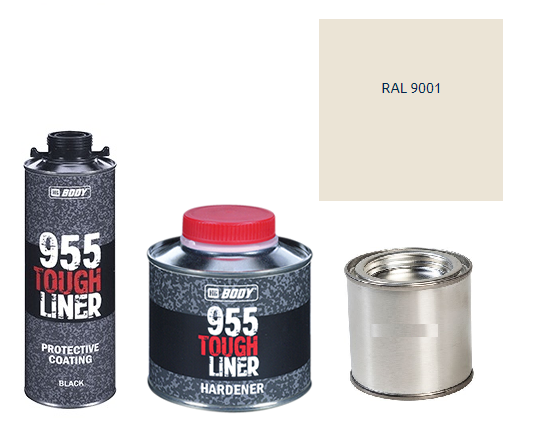 HB BODY 955 RAPTOR tough liner - 2k polyuretán textúra set / báza + tužidlo + farba /RAL 9001 900ml