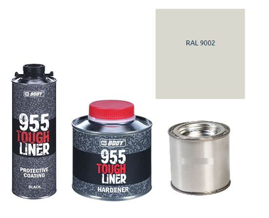 HB BODY 955 RAPTOR tough liner - 2k polyuretán textúra set / báza + tužidlo + farba /RAL 9002 900ml