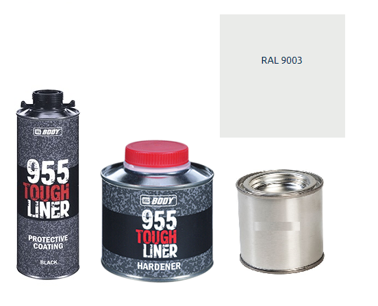 HB BODY 955 RAPTOR tough liner - 2k polyuretán textúra set / báza + tužidlo + farba /RAL 9003 900ml