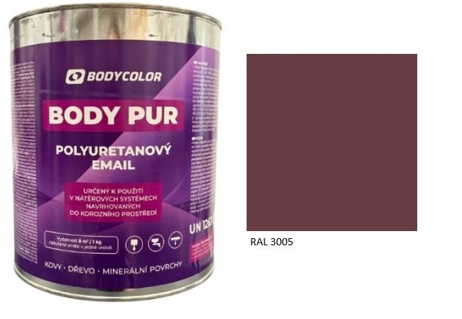 Polyuretánová farba 4:1 polomatná RAL 3005 – vínová červená 2,25L / 3,10KG
